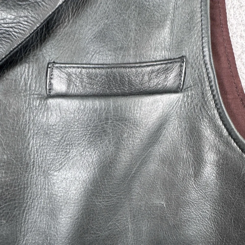 Coronado Leather Vest Mens 44 Black Cowhide Concealed Carry Buffalo Snap Biker